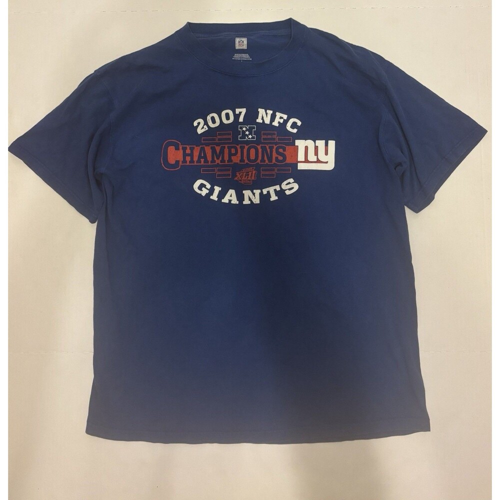 NFL New York Giants 2007 NFC Champions T-Shirt Blue/Red/White L
